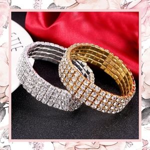 🍒DIAMOND RHINESTONE STRETCHY BRACELET BLING CUFF